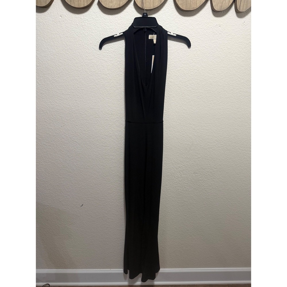 Michael Michael Kors Black Halter V-Neck Wide‎ Leg Jumpsuit XS Evening Formal